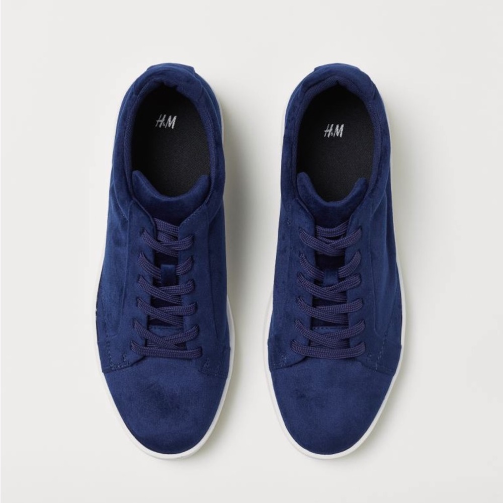 H&M Navy Blue Velour/Velvet Sneakers Size USA 8.5
